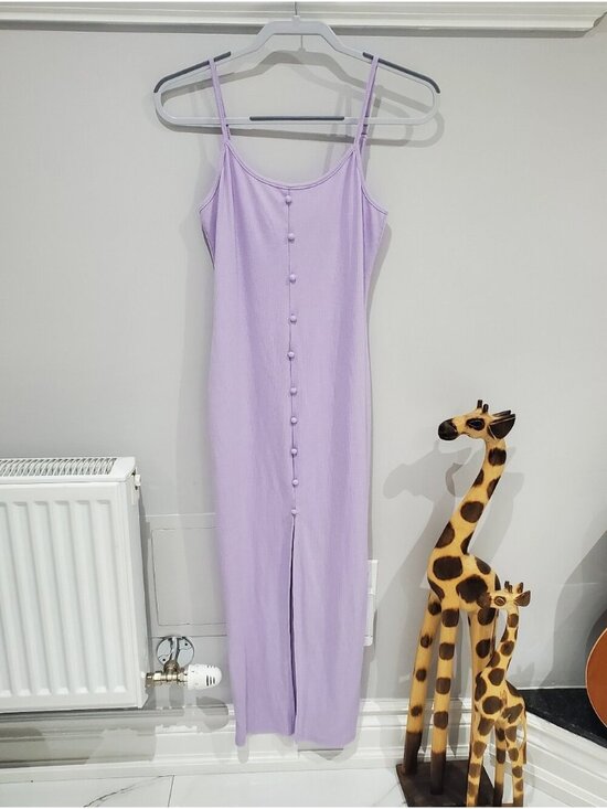 Brave Soul Dresses & Skirts - Brave Soul Lilac Button-Front Vintage Style Maxi Slip Dress